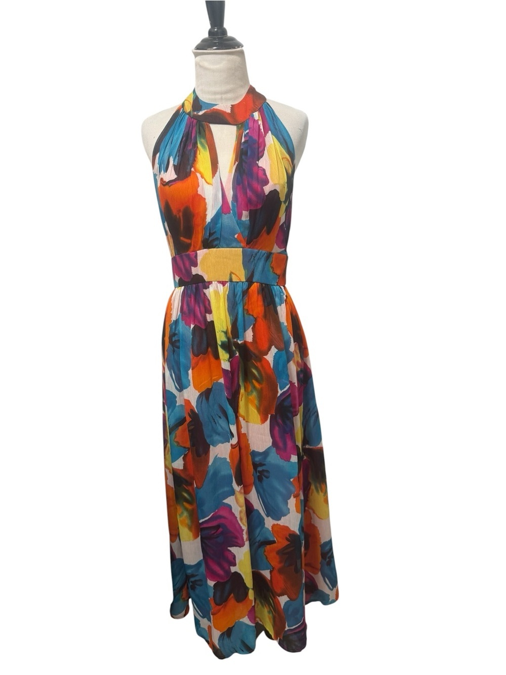 Women's Multicolor Halter Floral Maxi 
Dusk Frank Usher Cocktail Dress